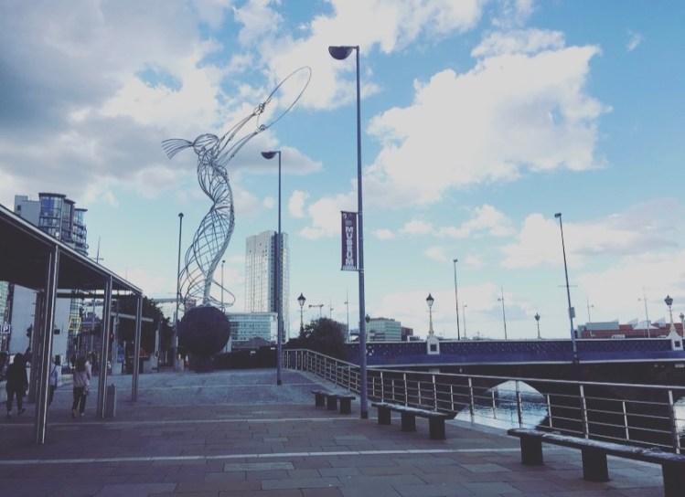 Faro della speranza, Fiume Lagan, Belfast, Irlanda del Nord, Regno Unito.